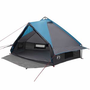 vidaXL Teepee-teltta 6-hengelle Sininen ja harmaa 431 x 366 x 185 cm
