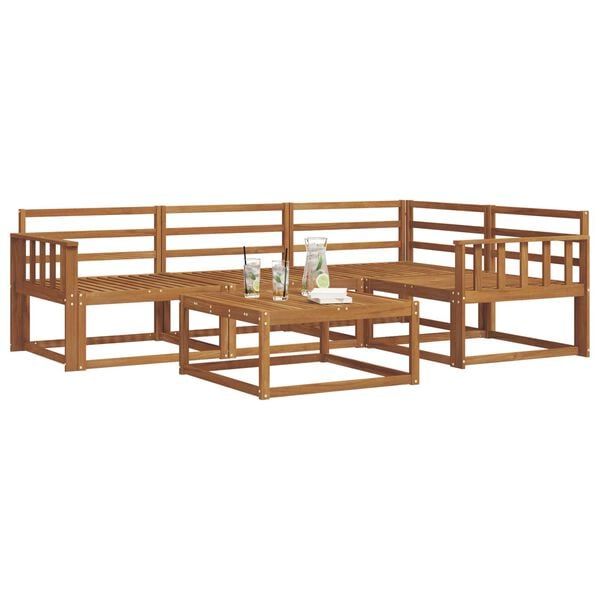 vidaXL Ulkosohvakokoelma 5 pcs Luonnollinen Tihe&auml; akasiapuu