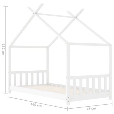 vidaXL Lasten sängynrunko valkoinen täysi mänty 70x140 cm