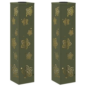 vidaXL Aurinko LED-polkuvalo 2 kpl L&auml;mpim&auml;n Valkoinen 18 x 18 x 80 cm