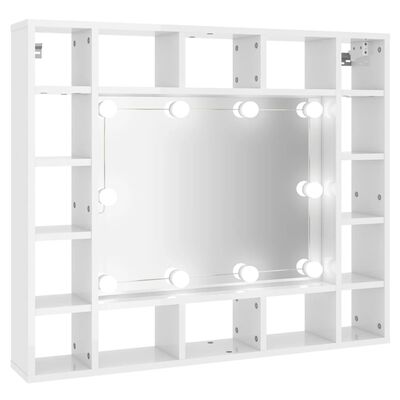 vidaXL Peilikaappi LED-valoilla korkeakiilto valkoinen 91x15x76,5 cm