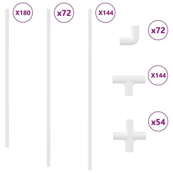 vidaXL PVC-putki 29 pcs Valkoinen Mterialpp ja PE