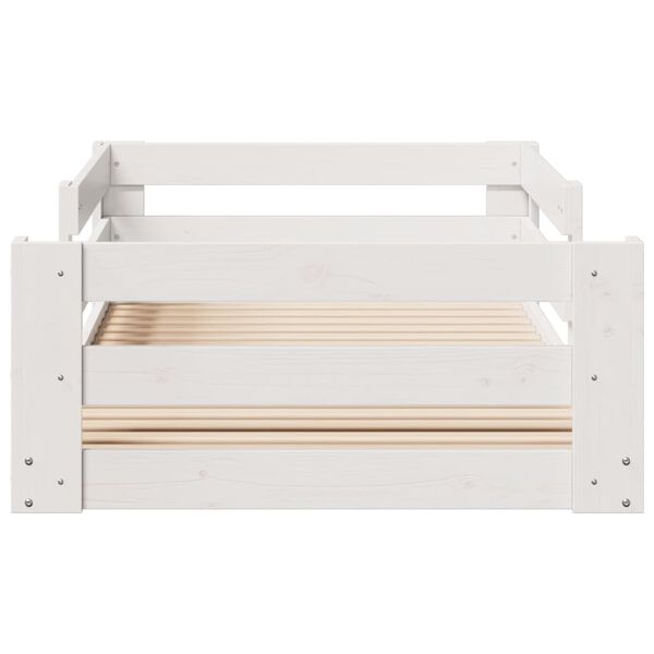 vidaXL S&auml;ngynrunko ilman patjaa valkoinen 90x200 cm t&auml;ysi m&auml;nty