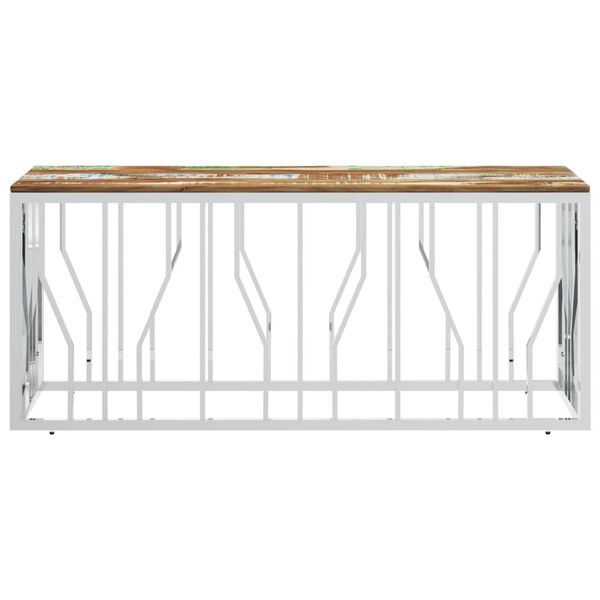 vidaXL Sohvapöytä hopea ruostumaton teräs ja kierrätetty täyspuu