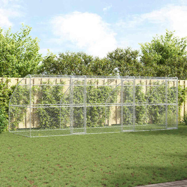 vidaXL Koirankoppi 3 pcs Hopea 6 x 2 x 2 m Galvanoitu ter&auml;s