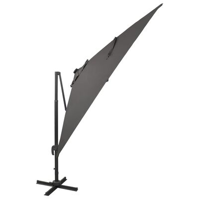 vidaXL Riippuva aurinkovarjo tangolla ja LED-valoilla antras. 300 cm
