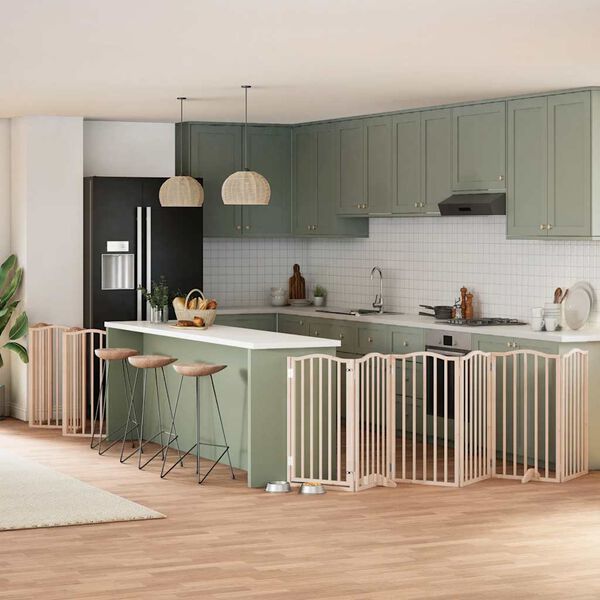 vidaXL Koiraportti kokoontaittuva 15 paneelia 750 cm poppelipuu