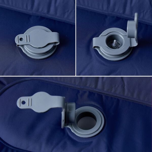 vidaXL Itset&auml;yttyv&auml; retkeilypatja tyynyll&auml; laivastonsininen