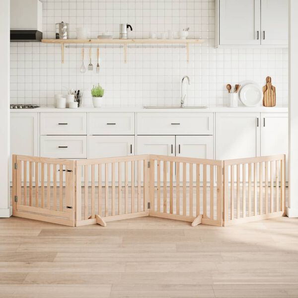 vidaXL Koiraportti ovella, kokoontaitettava, 4 paneelia, 320 cm, poppelipuu