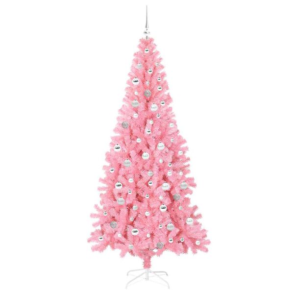 vidaXL Joulukuusi 300 LED-valoilla Pinkki 210 cm Polyvinyylikloridi