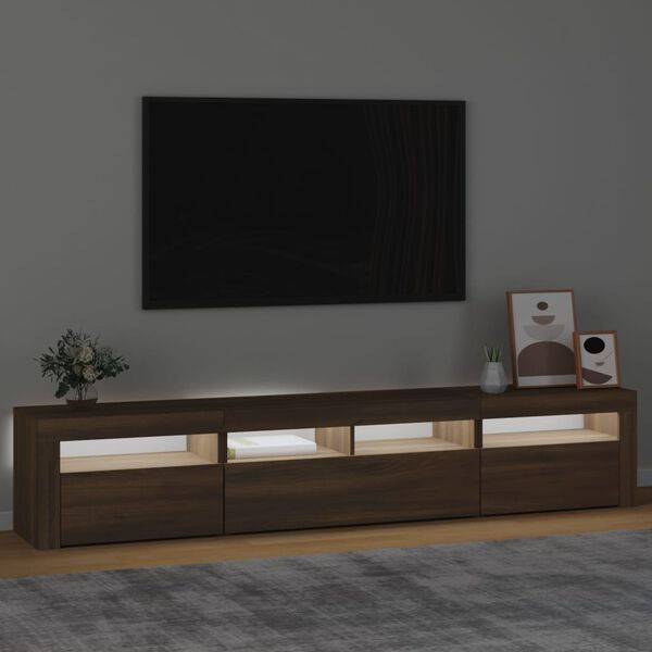 vidaXL TV-taso LED-valoilla ruskea tammi 210x35x40 cm