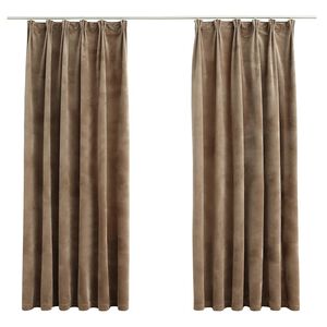 vidaXL Pimennysverhot koukuilla 2 kpl sametti beige 140x175 cm