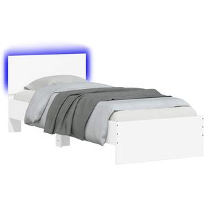 vidaXL S&auml;ngyn runko LED-nauhoilla p&auml;&auml;tyll&auml; valkoinen Tekninen puu