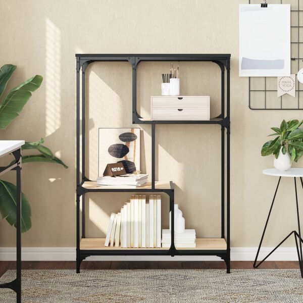 vidaXL Kirjahylly Sonoma-tammi 81x36x115 cm tekninen puu ja ter&auml;s