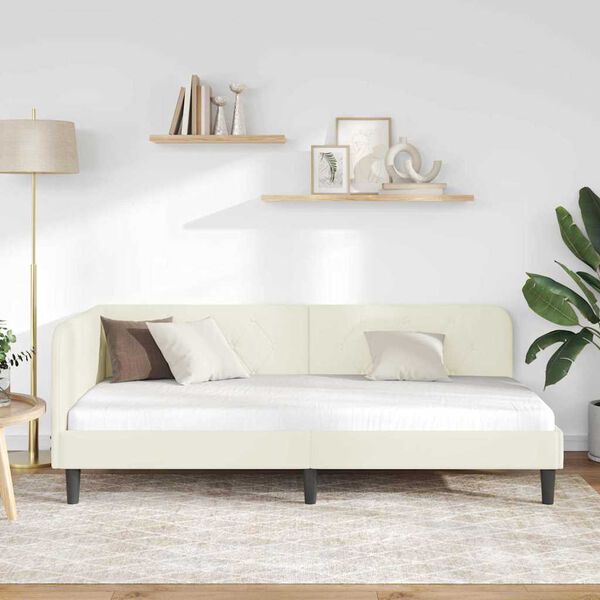 vidaXL Kulmavuoteen runko päätyllä Kerma 100 x 200 cm Sametti