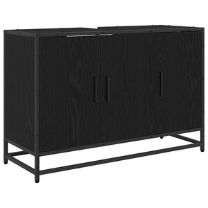 vidaXL Kylpyhuonekaappi Musta tammi. 90 x 33 x 60 cm Tekninen puu