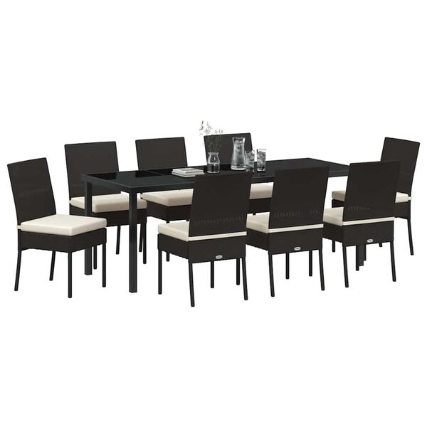 vidaXL Piharuokailu setti 9 pcs Kerma Jauhemaalattu Ter&auml;s