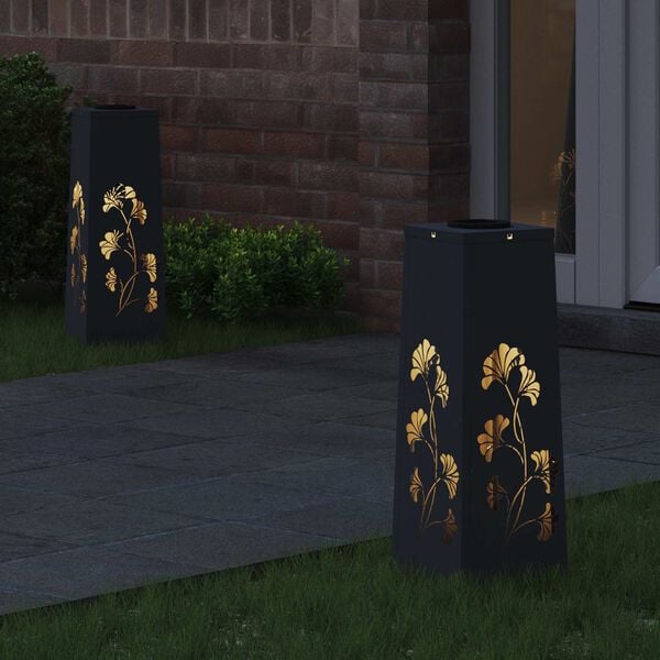 vidaXL Aurinko LED-polkuvalo 2 pcs Antrasiitti Kylm&auml;valssattu ter&auml;s