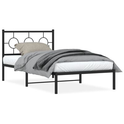 vidaXL Metallinen sängynrunko päädyllä musta 100x200 cm