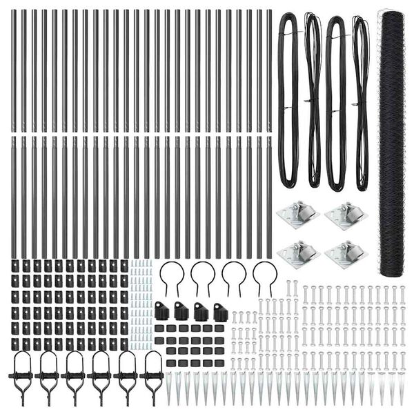 vidaXL Aitalatu Harmaa 50 x 1,6 m (50 mm verkko) Ter&auml;st&auml; ja PVC:t&auml;