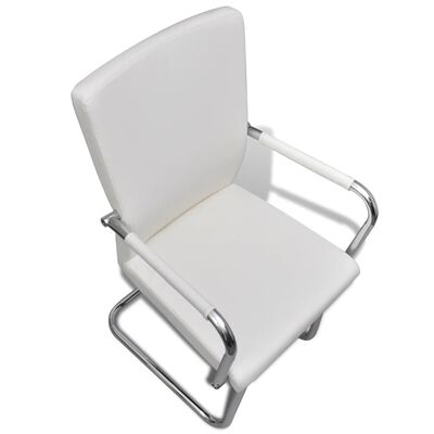 vidaXL Cantilever Ruokapöydän tuolit 6 kpl valkoinen keinonahka