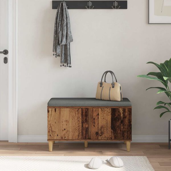 vidaXL Halli penkki tyynyll&auml; s&auml;ilytystilassa Vanha puu 60 x 38 x 46 cm