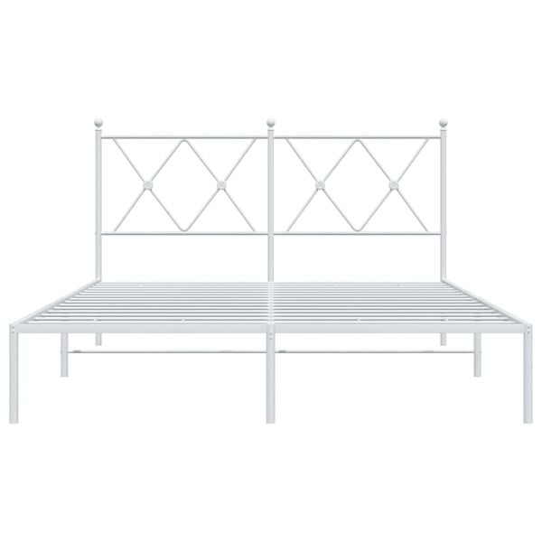 vidaXL Metallinen s&auml;ngynrunko p&auml;&auml;dyll&auml; valkoinen 140x200 cm