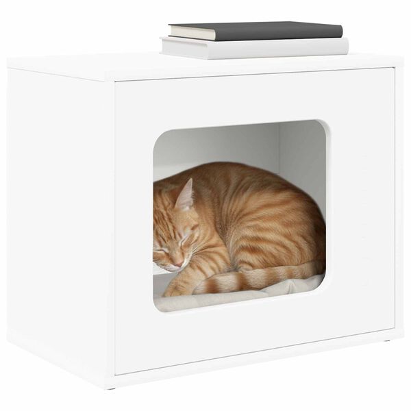 vidaXL Kissatalo Valkoinen 51 x 30 x 42 cm Tekninen puu
