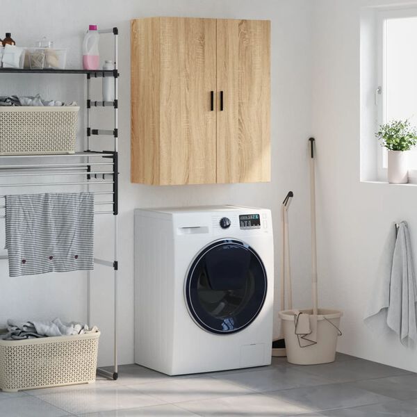 vidaXL Seinäkiinnitettävä kaappi Sonoma-tammi 69,5x34x90 cm