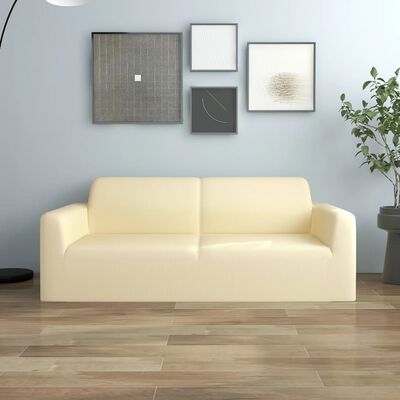 vidaXL Joustava 2-istuttavan sohvan päällinen kerma polyesteri jersey