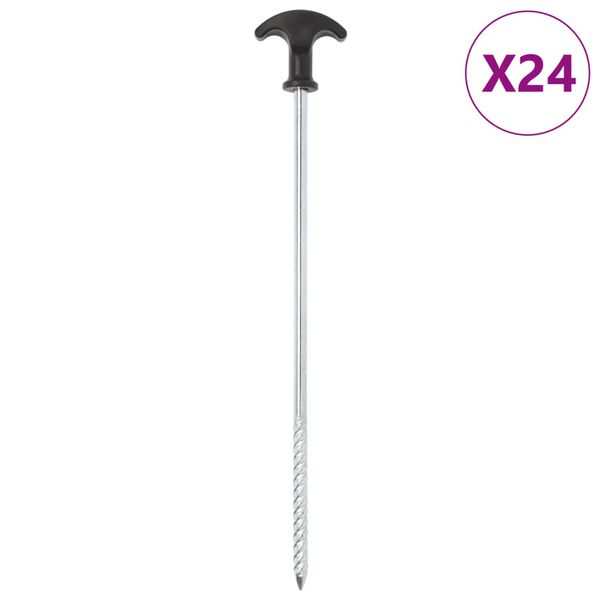 vidaXL Telttatapit 24 kpl 30 cm &Oslash;7 mm galvanoitu ter&auml;s