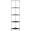 vidaXL 5-kerroksinen hylly musta 30x30x130 cm karkaistu lasi