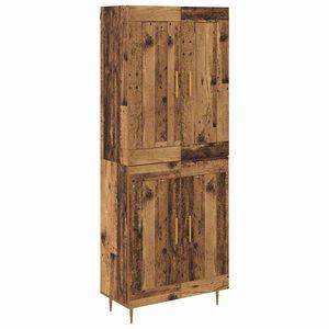 vidaXL Korkea kaappi Vanha Puu 69,5 x 34 x 180 cm Tekninen puu