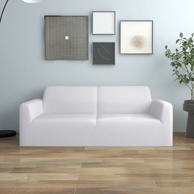 vidaXL Joustava 2-istuttavan sohvan päällinen valk. polyesteri jersey