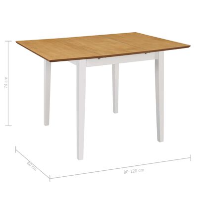 vidaXL Jatkettava ruokapöytä valkoinen (80-120)x80x74 cm MDF