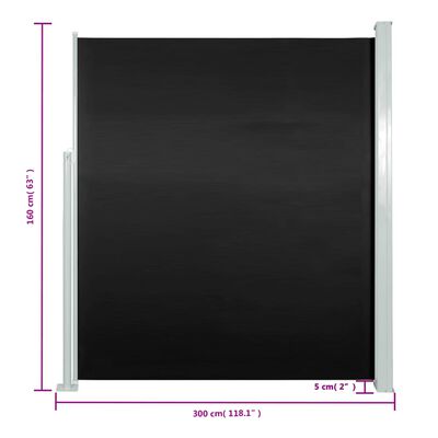 Sivumarkiisi terassille 160 x 300 cm musta