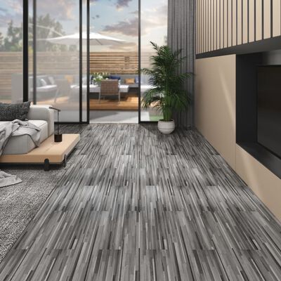 vidaXL PVC lattialankku ei-itsekiinnittyvä 5,26 m² 2 mm raidat harmaa