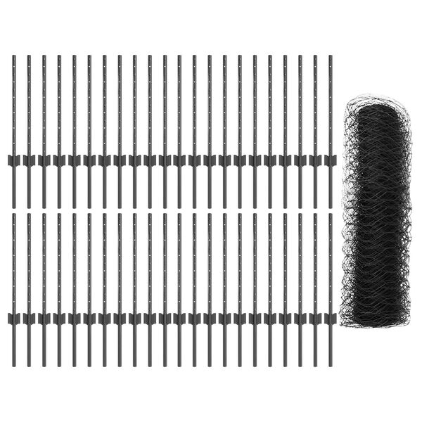 vidaXL Aita ja Tuki Harmaa 0,6 x 100 m Ter&auml;st&auml; ja PVC:t&auml;