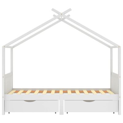 vidaXL Lasten sängynrunko laatikoilla valkoinen täysi mänty 90x200 cm