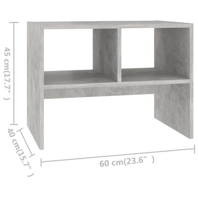 vidaXL Sivupöytä betoninharmaa 60x40x45 cm tekninen puu