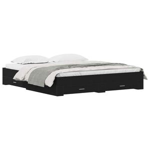 vidaXL S&auml;ngyn runko Musta tammi. 6FT Super King Size Tekninen puu