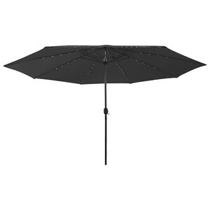 vidaXL Aurinkovarjo LED-valoilla 400 cm musta
