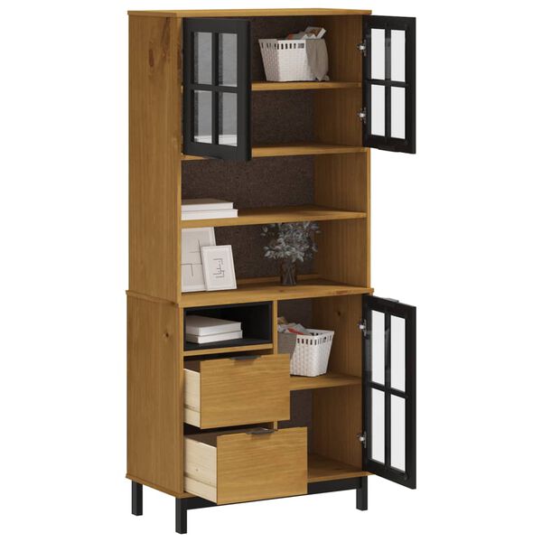 vidaXL Kaappi lasiovilla FLAM 80x40x180 cm täysi mänty