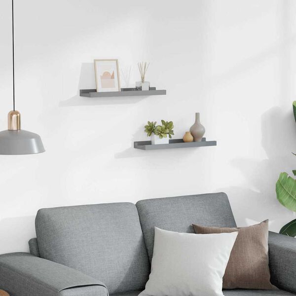 vidaXL Tauluhyllyt 2 kpl harmaa 40x9x3 cm MDF