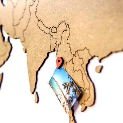 MiMi Innovations Puinen maailmankarttakoriste Luxury ruskea 130x78 cm
