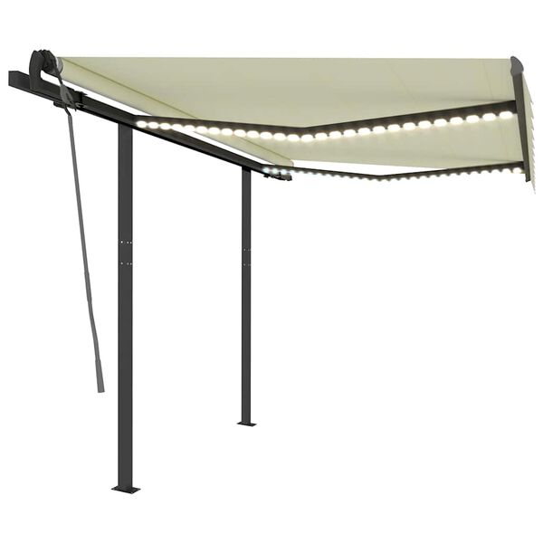 vidaXL Sis&auml;&auml;nkelattava markiisi LED/tuulisensori 3x2,5 m kerma