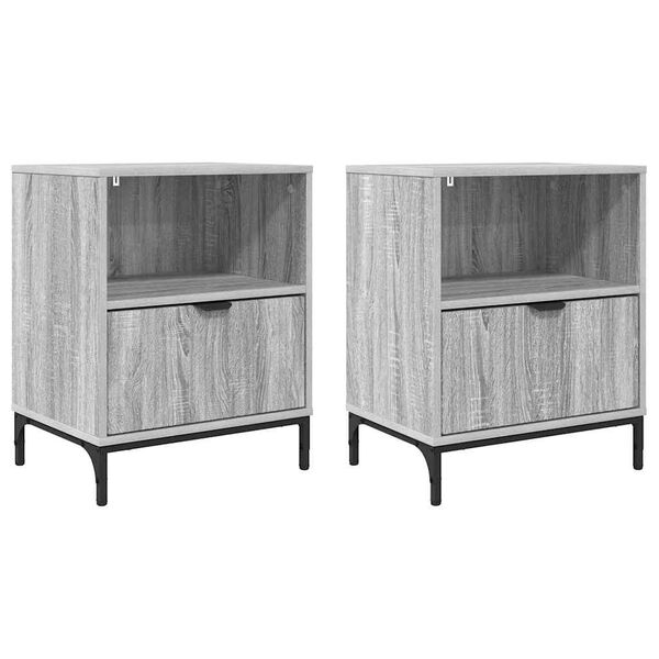 vidaXL Y&ouml;p&ouml;yt&auml;kaappi 2 pcs Harmaa sonoma 49 x 36 x 61 cm Tekninen puu