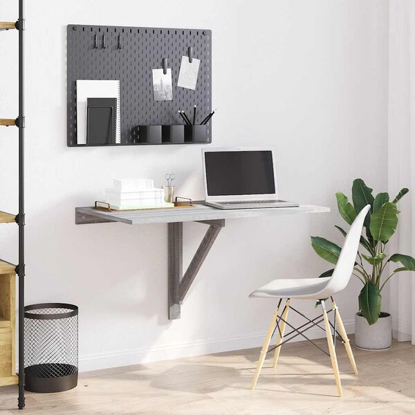 vidaXL Klaffipöytä seinälle harmaa Sonoma 100x60x56 cm tekninen puu