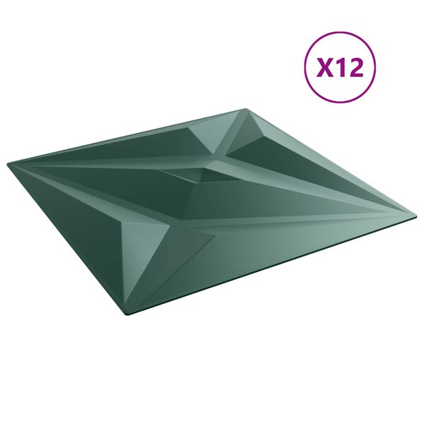 vidaXL Sein&auml;paneelit T&auml;hti 12 pcs T&auml;htivihre&auml; 50 x 50 cm XPS Vaahdon