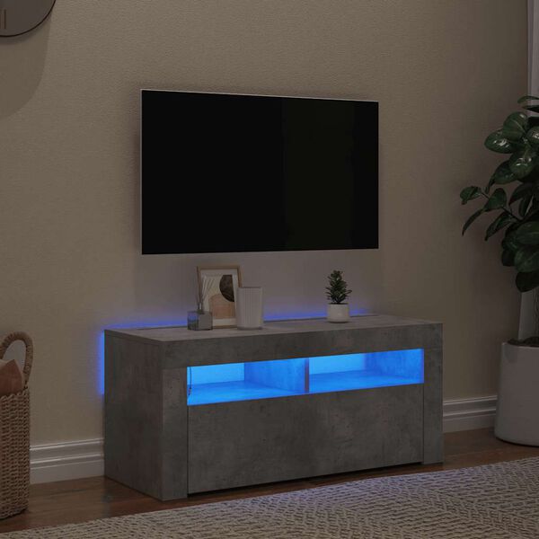 vidaXL TV-taso LED-valoilla betoninharmaa 90x35x40 cm